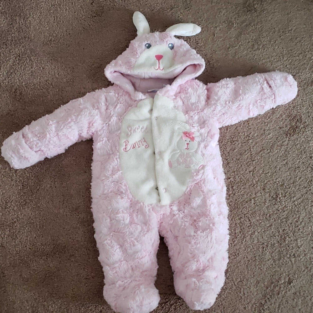 6m Pink Bunny Snowsuit
